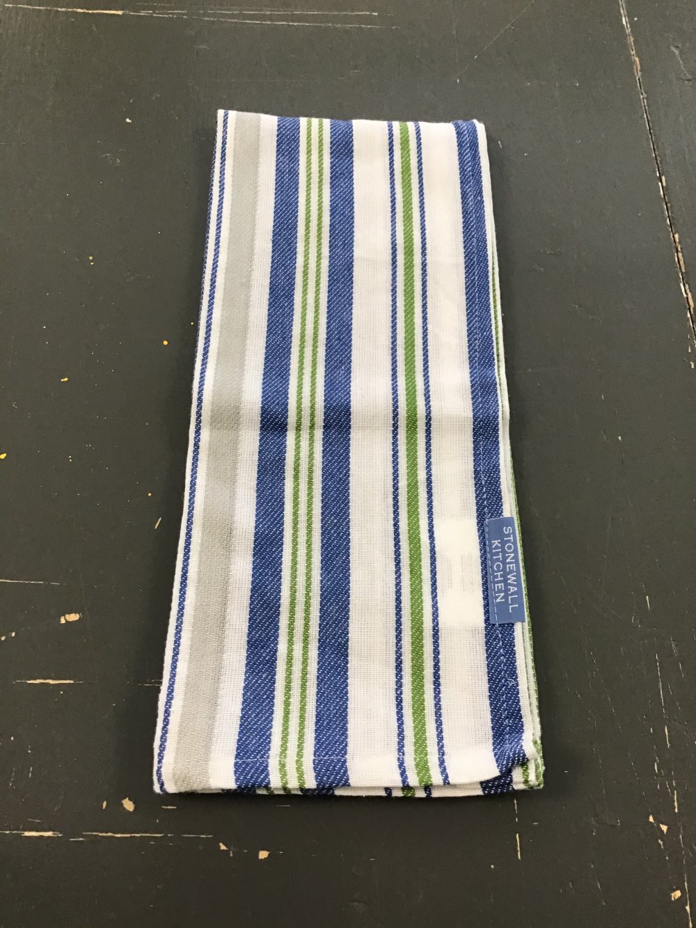 Blue and green striped tea towel - Kitchen