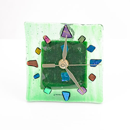 Green Fused Glass Desk Clock - Decorative